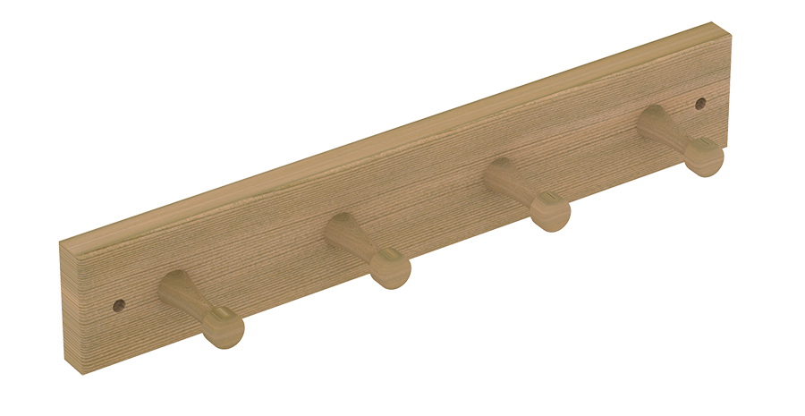Houten sauna kapstok 4-haaks - Ceder