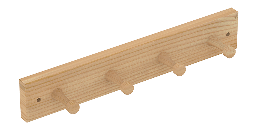 Houten sauna kapstok 4-haaks - Pine