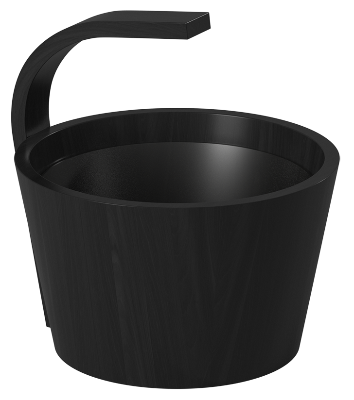 Houten sauna emmer (4 liter) met kunststof binnenemmer - Zwart ceder