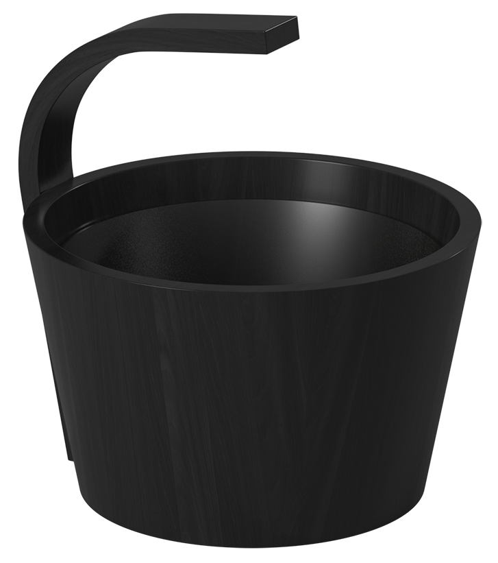 Houten sauna emmer (9 liter) met kunststof binnenemmer - Zwart ceder