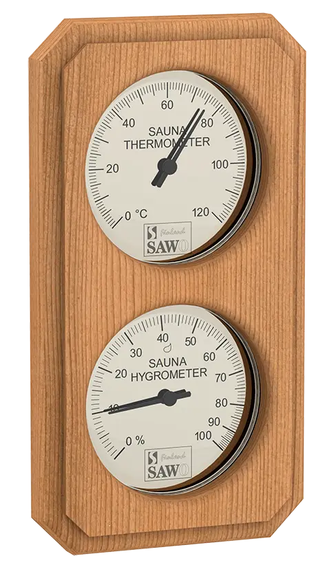 Verticaal rechthoekige sauna thermo-hygrometer - Ceder