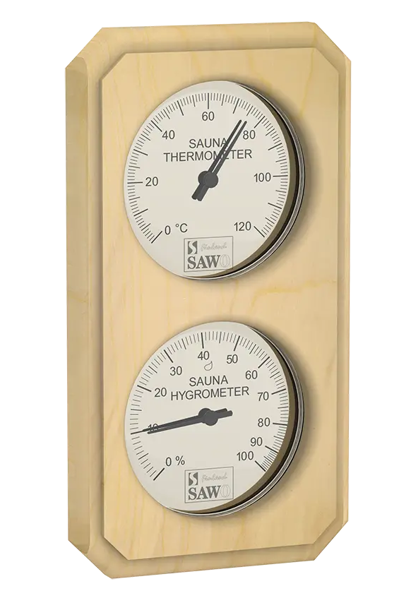 Verticaal rechthoekige sauna thermo-hygrometer - Pine