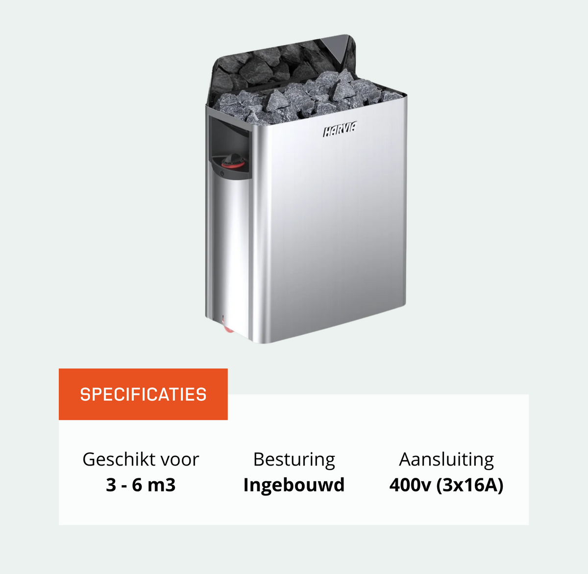 Harvia The Wall SW45 Steel saunakachel 4,5 kW (ingebouwde besturing)