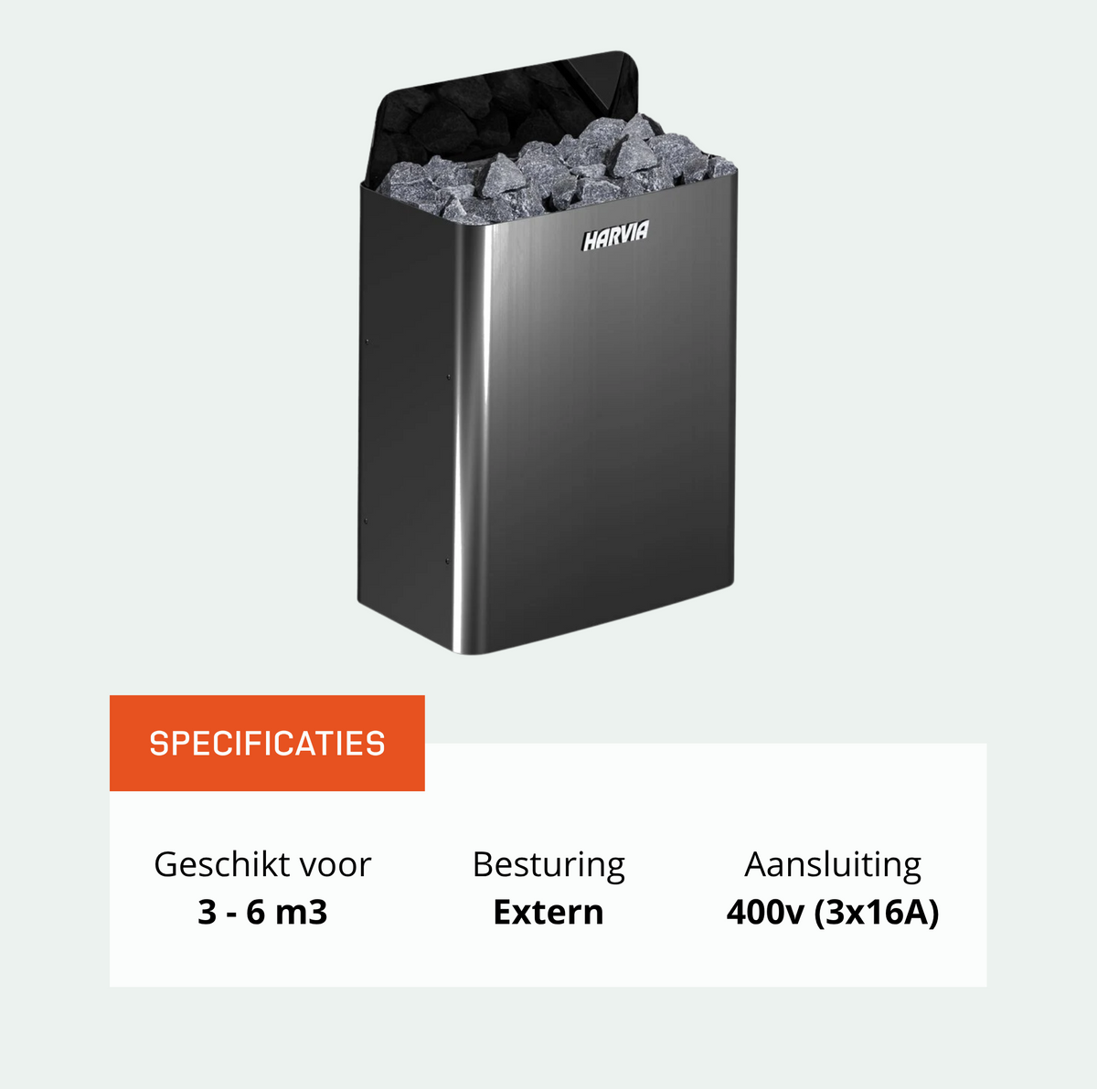 Harvia The Wall SW45E Black saunakachel 4,5 kW (externe besturing)