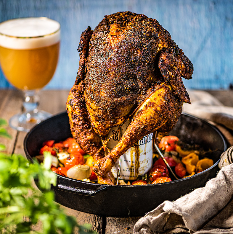 Big Green Egg Kiphouder met bierblikhouder