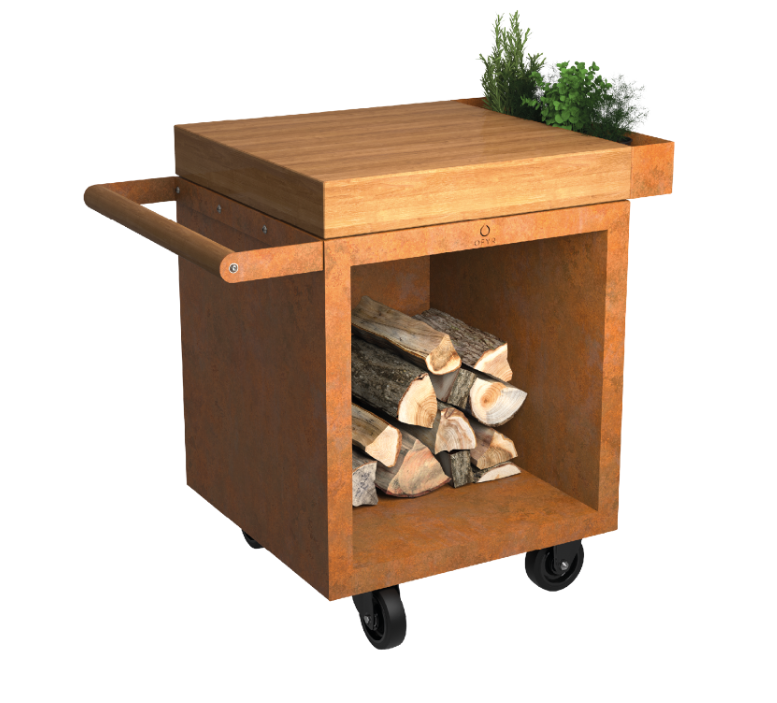 OFYR Mise en Place 65 PRO werktafel corten - Teakhout