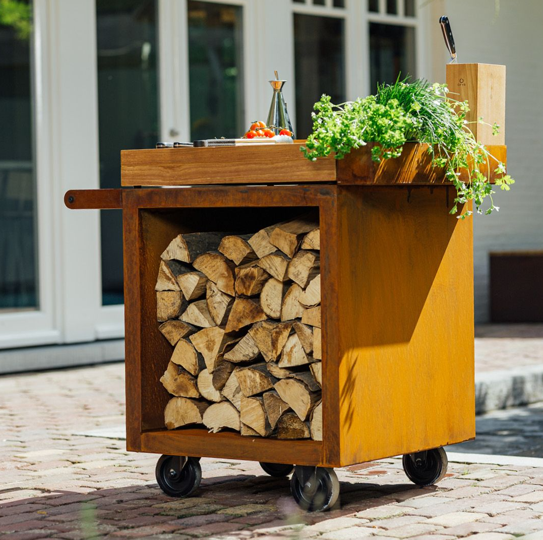 OFYR Mise en Place 65 PRO werktafel corten - Teakhout