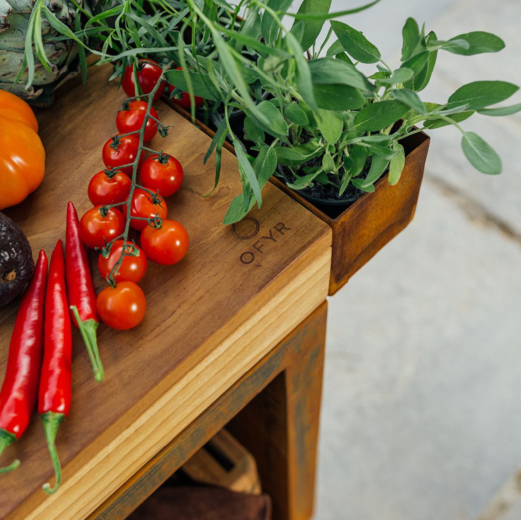 OFYR Mise en Place 65 PRO werktafel corten - Teakhout