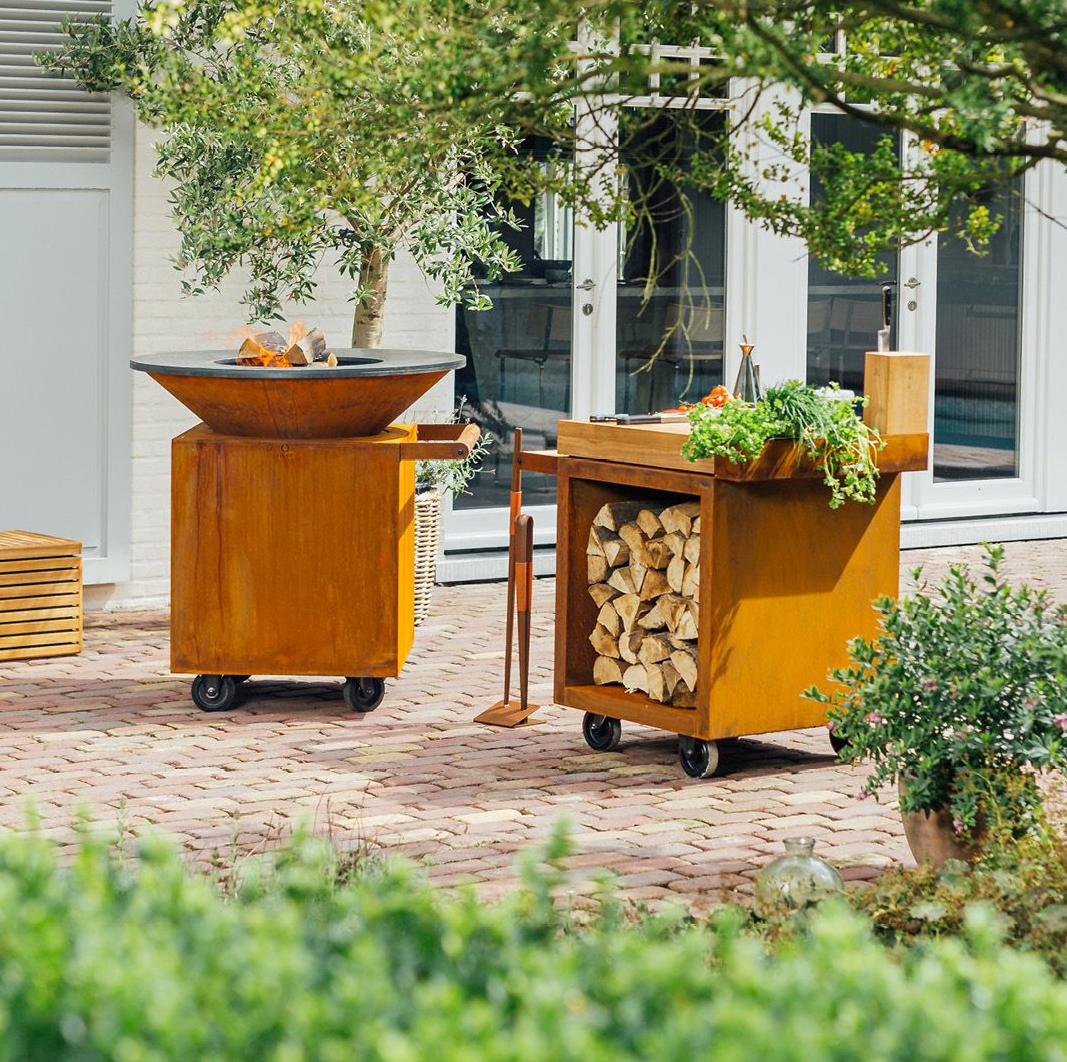 OFYR Mise en Place 65 PRO werktafel corten - Teakhout