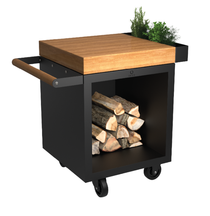 OFYR Mise en Place 65 PRO werktafel zwart - Teakhout