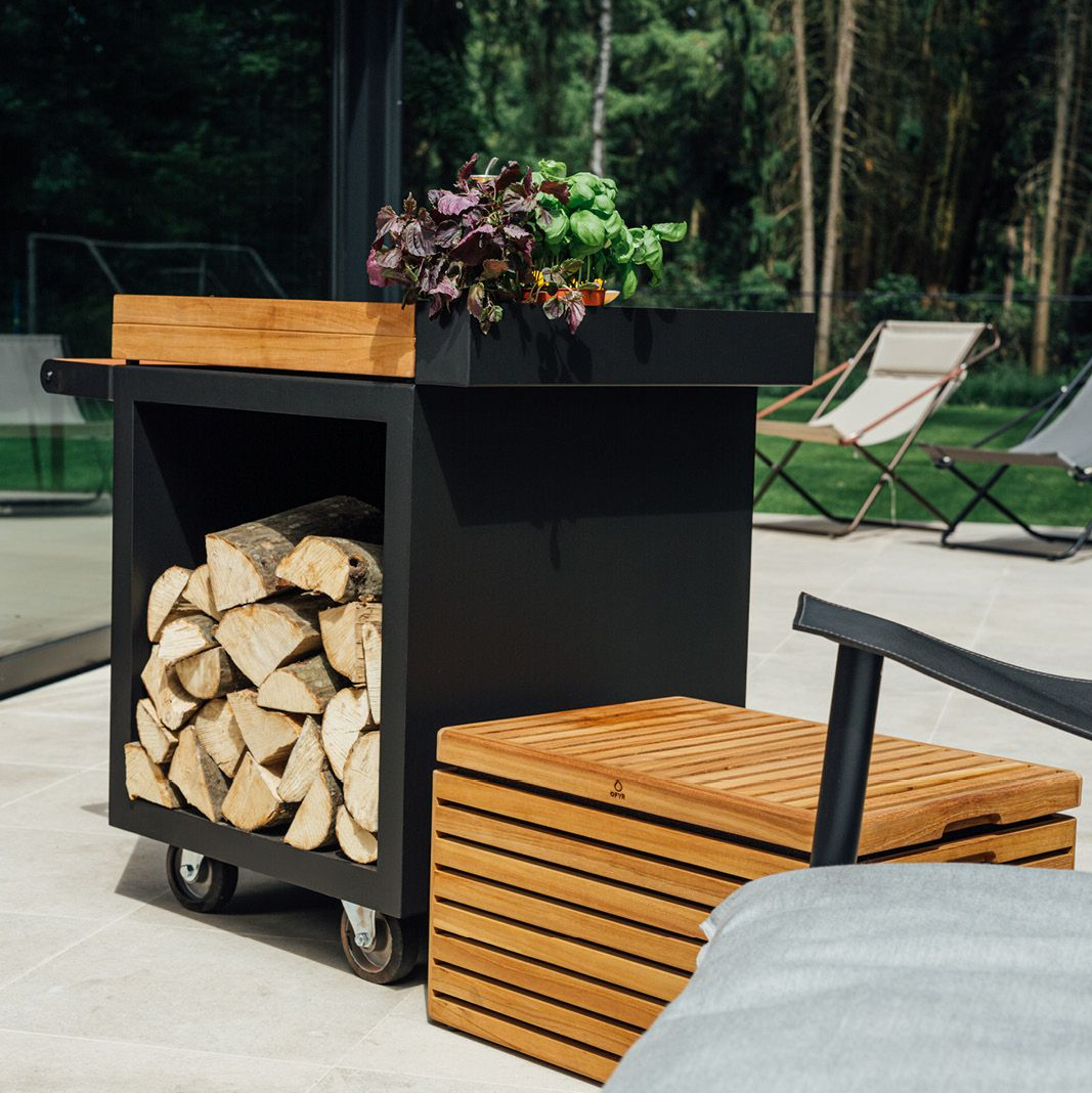 OFYR Mise en Place 65 PRO werktafel zwart - Teakhout