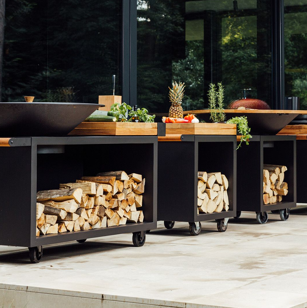 OFYR Mise en Place 65 PRO werktafel zwart - Teakhout