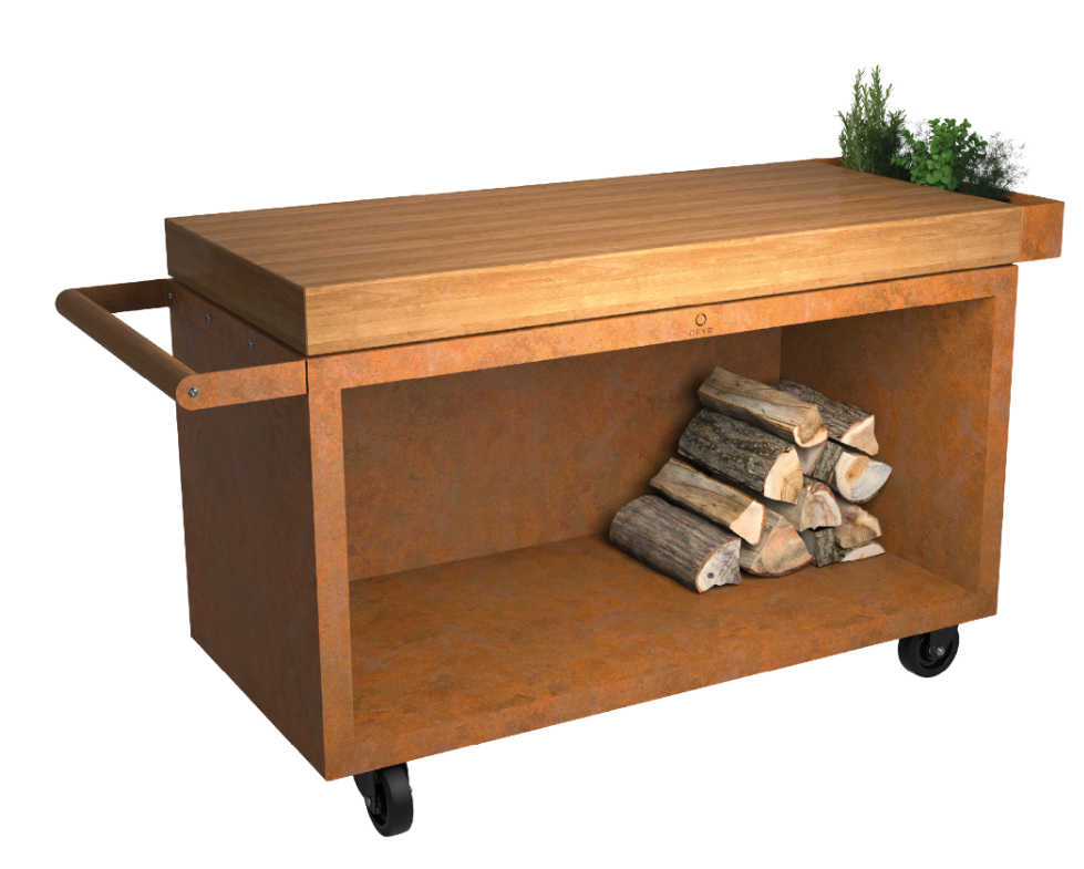 OFYR Mise en Place 135 PRO werktafel corten - Teakhout