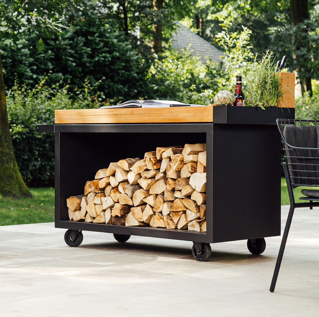 OFYR Mise en Place 135 PRO werktafel zwart - Teakhout