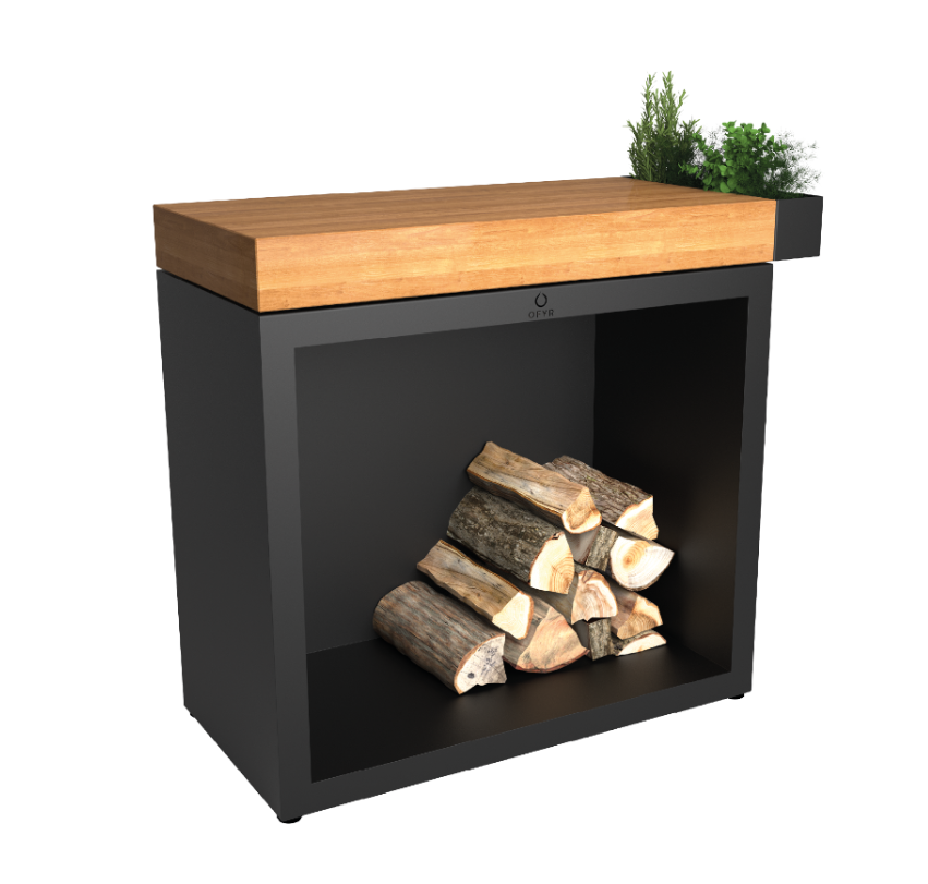 De OFYR Butcher Block Storage 90 zwart - Teakhout