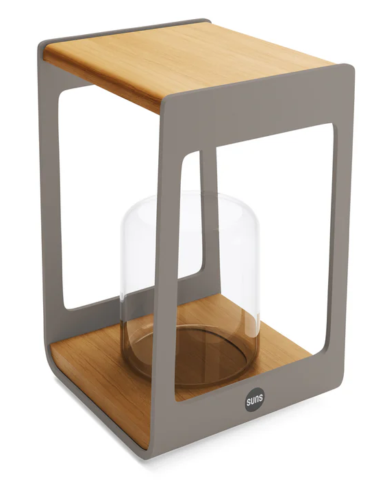 SUNS Zara S tuinlantaarn - teakhout/slate brown