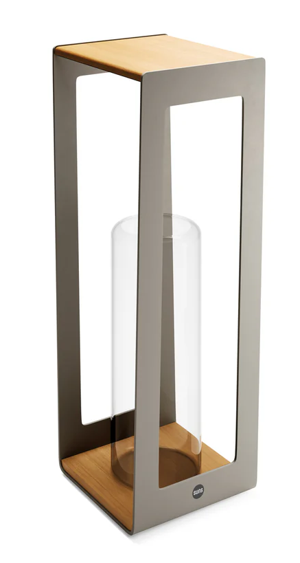 SUNS Zara L tuinlantaarn - teakhout/slate brown