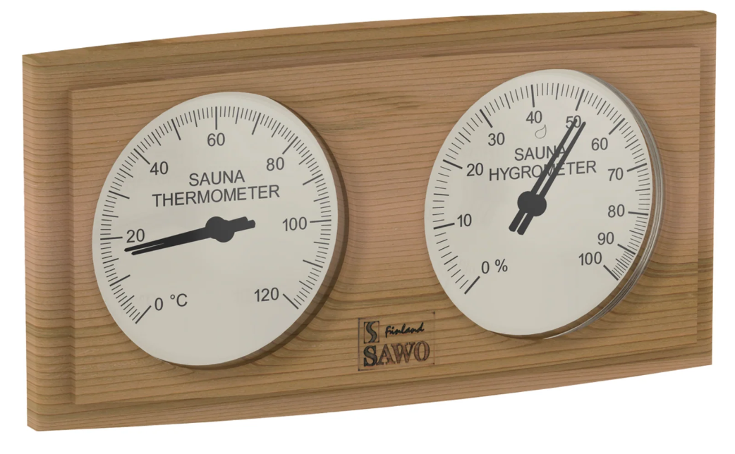Gebogen rechthoekige sauna thermo-hygrometer - Ceder