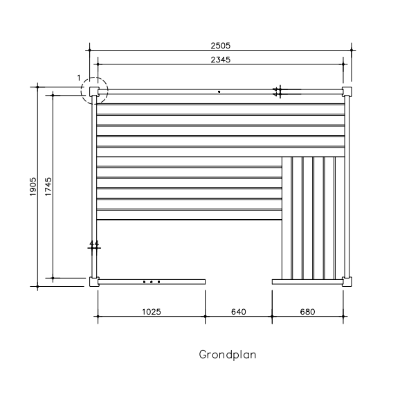 Massieve binnensauna 251 x 191 x 213 cm