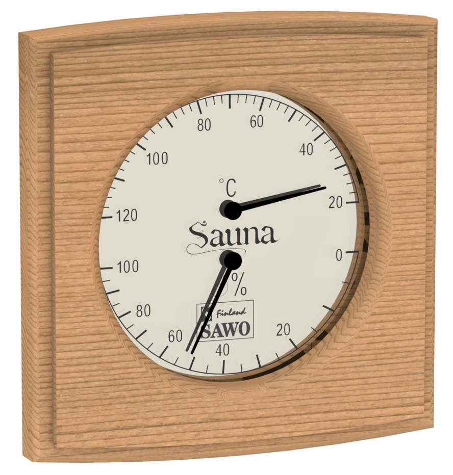 Gebogen vierkante thermo-hygrometer - Ceder