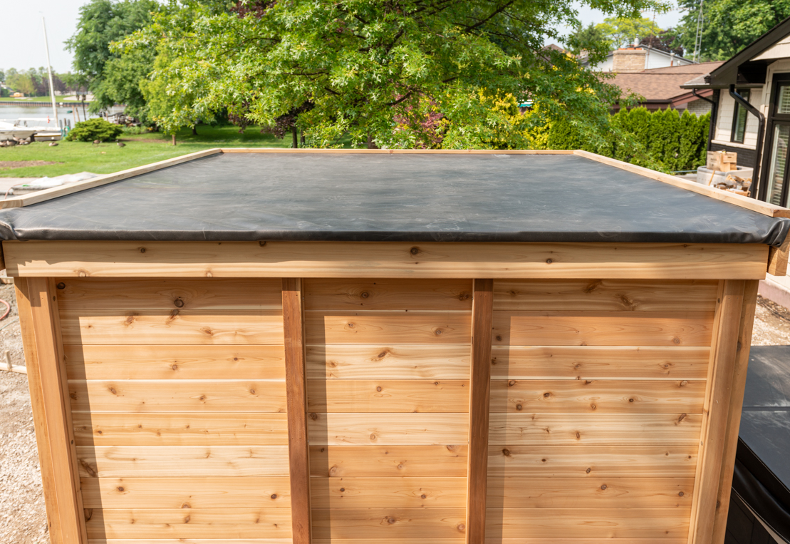 Pure cube outdoor sauna met veranda 262 x 253 cm - Knotty Red Cedar