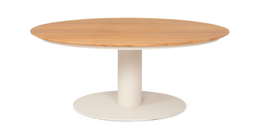 SUNS Grado lage tafel Ø170 x 69 cm - Teak blad / Camel sand frame