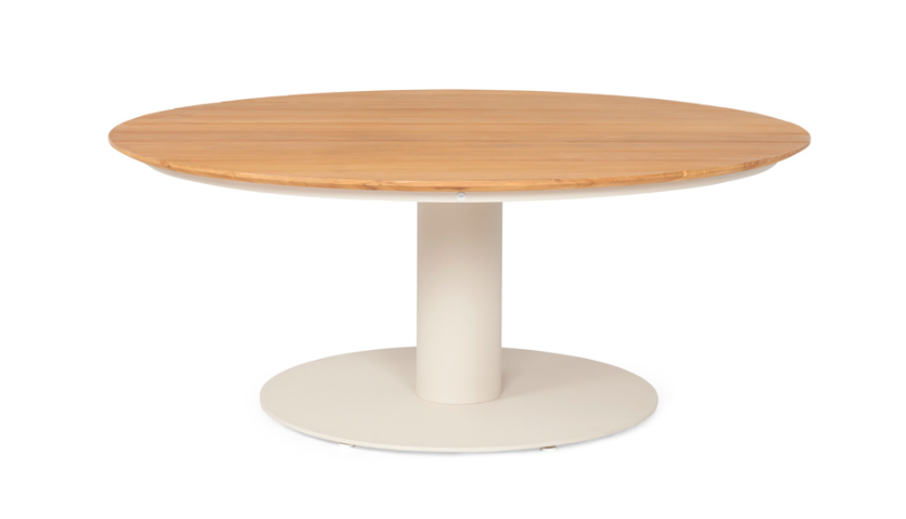 SUNS Grado lage tafel Ø150 x 69 cm - Teak blad / Camel sand frame