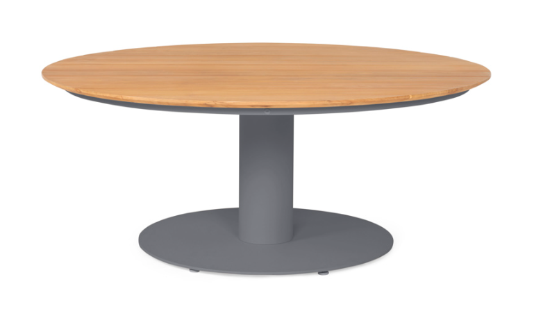 SUNS Grado lage tafel Ø150 x 69 cm - Teak blad / Matt royal grey frame