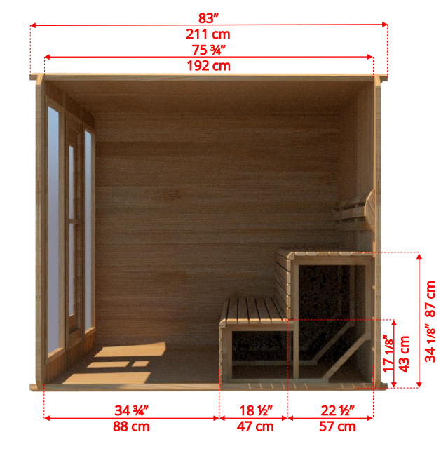 Dundalk Luna Red Cedar Knotty sauna 214 x 244 cm (PD)