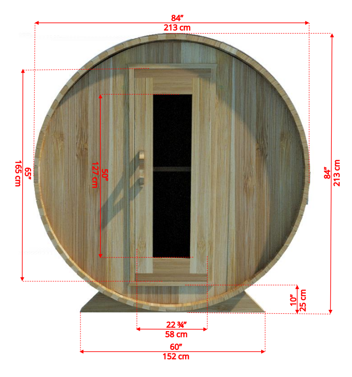 Dundalk barrel sauna Ø213 x 213 cm - Knotty Red Cedar (PD)