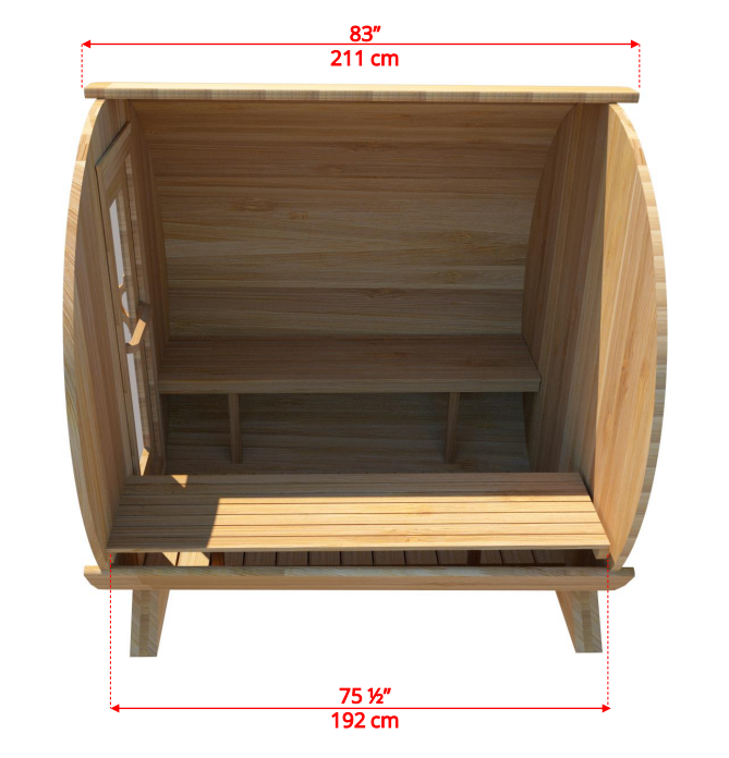 Dundalk barrel sauna Ø213 x 213 cm - Knotty Red Cedar (PD)