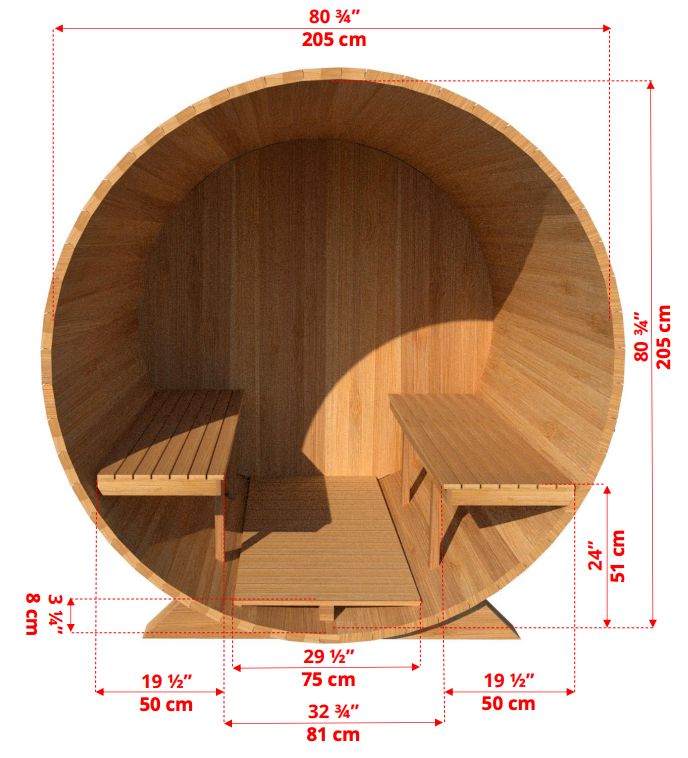 Dundalk Barrel Sauna BS310 - ø214 Knotty Red Cedar (PD)