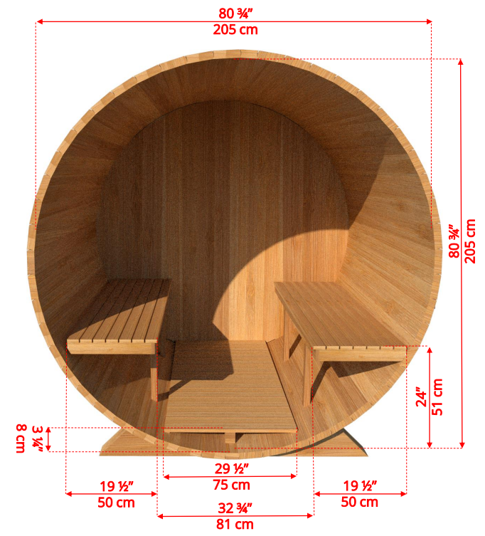 Dundalk Barrel Sauna BS214 - ø214 Clear Red Cedar (PD)