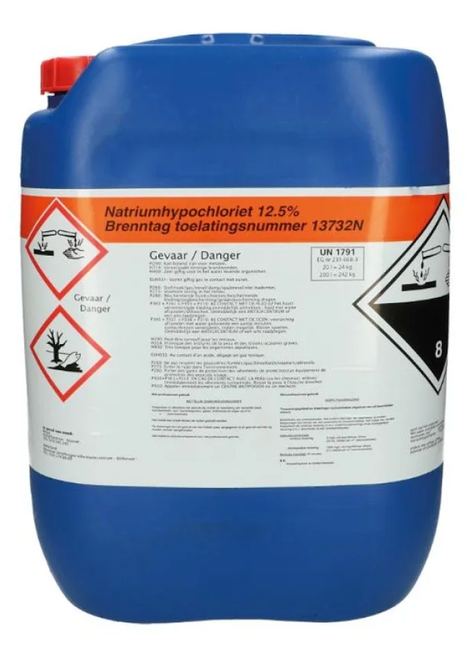 Vloeibaar chloor 12,5% natriumhypochloriet 20 liter
