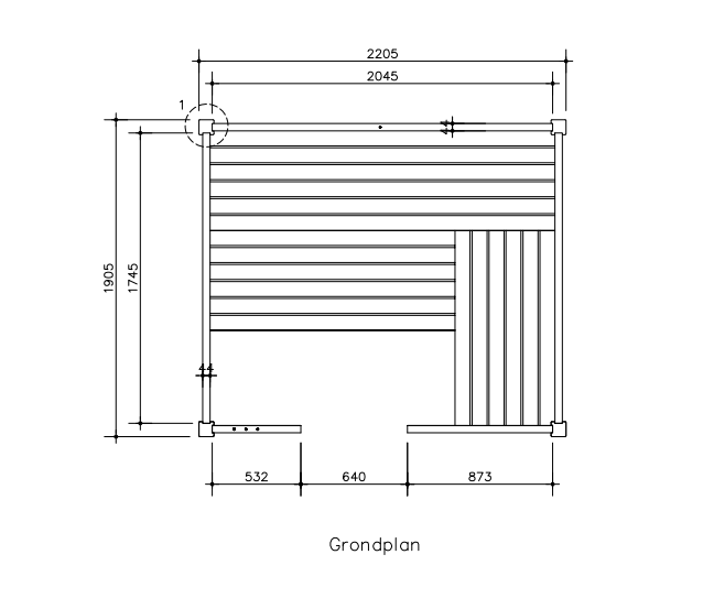 Massieve binnensauna 221 x 191 x 213 cm