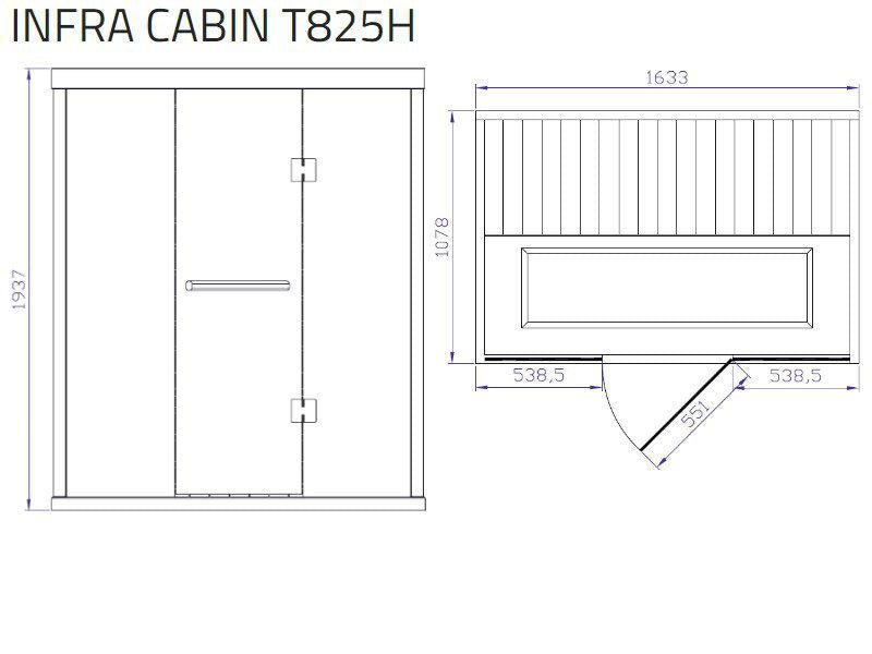 Tylö infraroodcabine T825H 1633 x 1078 x 1938 mm - zwart