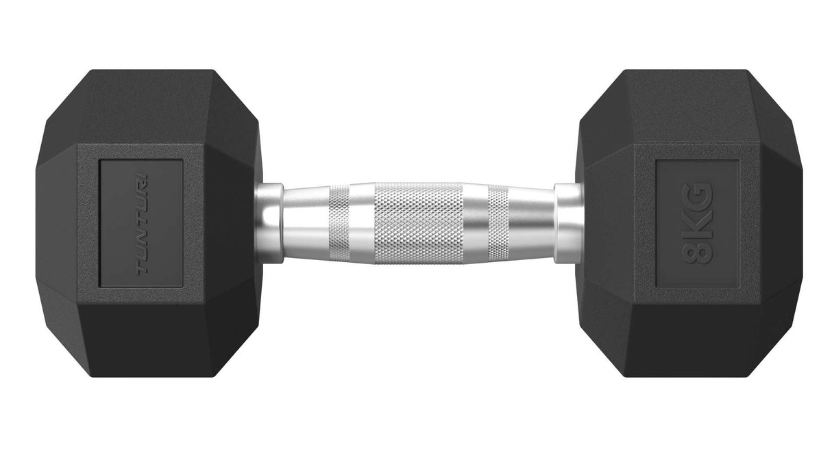 Tunturi Platinum Hex Rubber Dumbbell 1 - 10 kg set met Dumbbell Toren
