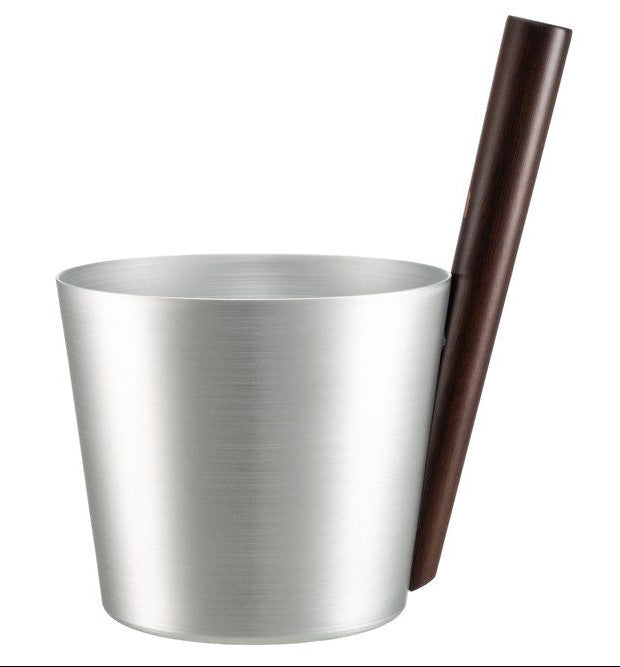 Rento aluminium sauna emmer (5 liter) met staafgreep - zilver (bamboe)