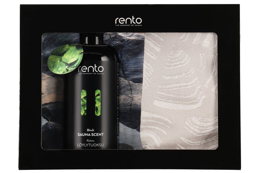 Rento cadeauset - Berken saunageur en 2 handdoeken