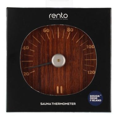 Rento sauna thermometer rond - donker bamboe