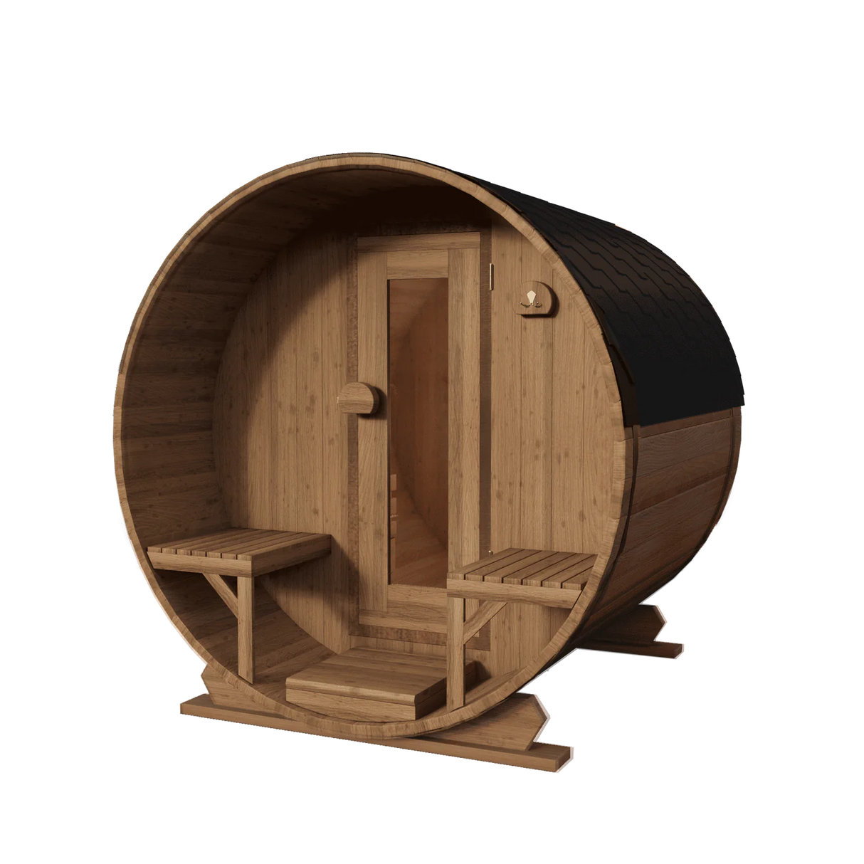Vuren thermowood barrel sauna met voorportaal 180 cm