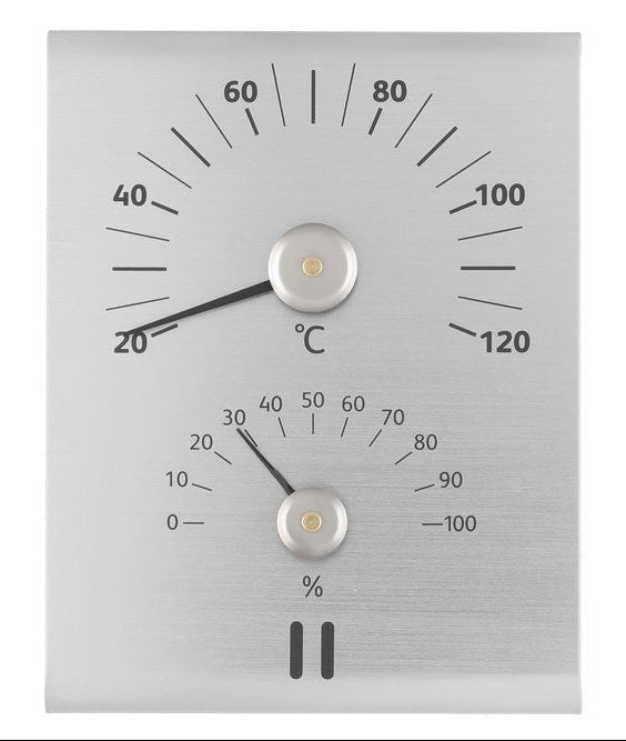 Rento sauna thermo-hygrometer rechthoek - Zilver