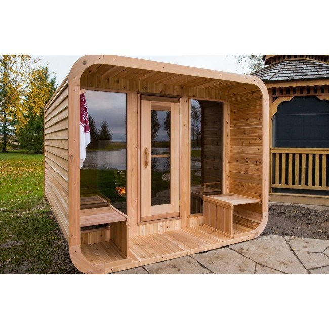 Dundalk Luna Red Cedar Knotty sauna 274 x 244 cm met veranda (PD)