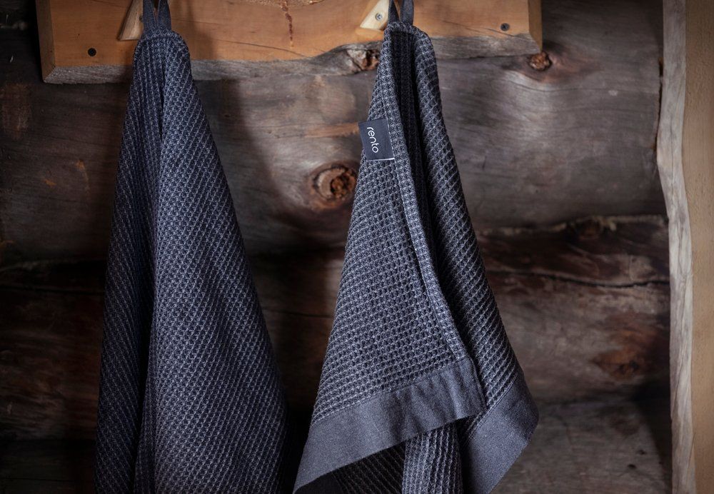 Rento Kenno sauna handdoek 50 x 70 cm - zwart/grijs