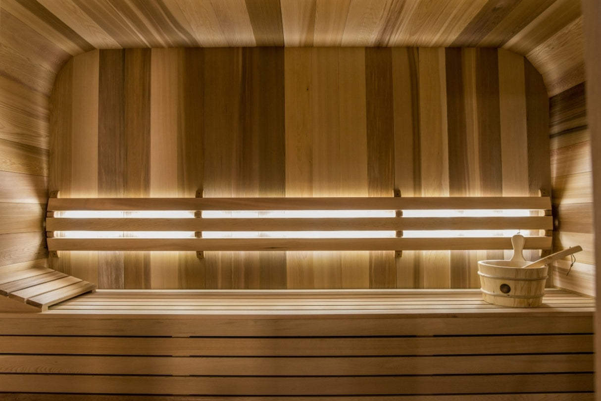 Dundalk Luna Red Cedar Knotty sauna 274 x 244 cm met veranda (PD)