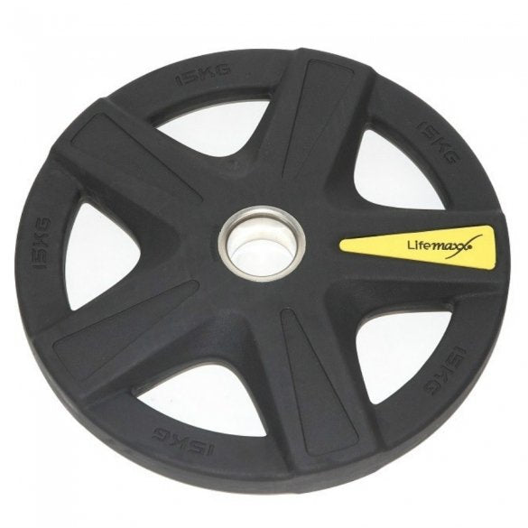 LifeMaxx LMX92 50 mm olympische halterschijf rubber 5-grip - 15 kg
