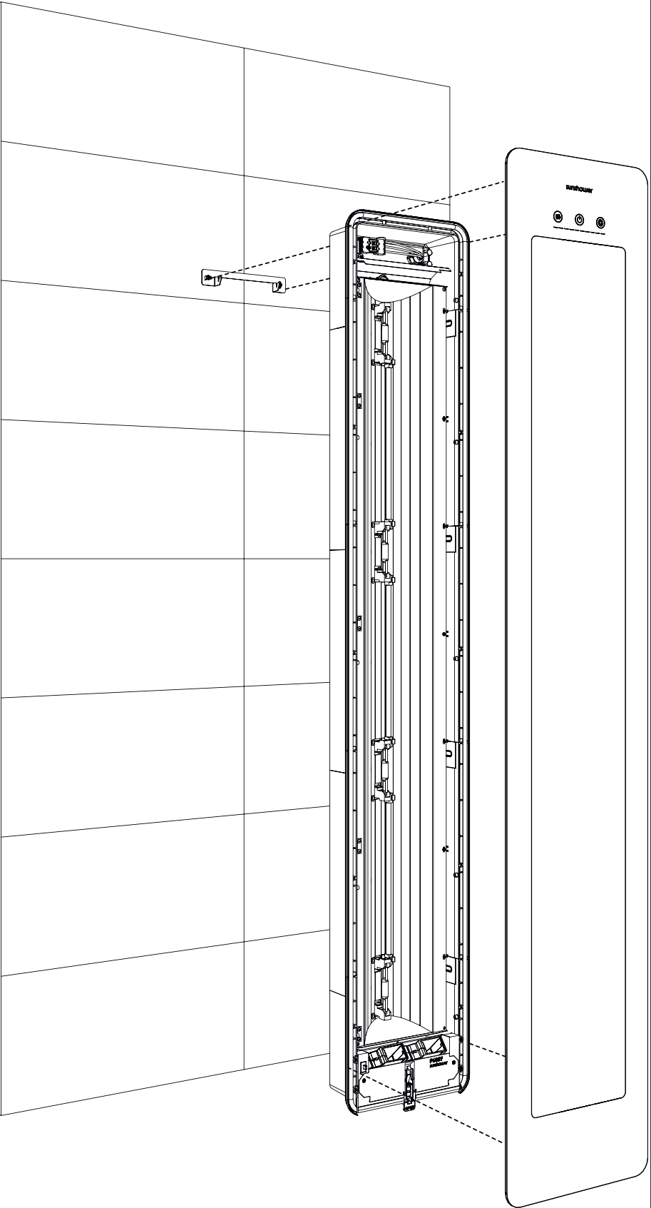 Sunshower installatieset vlakke wand voor One-Plus S/M/L