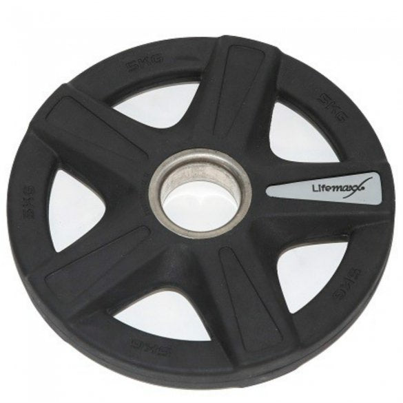 Lifemaxx LMX92 50 mm olympische halterschijf rubber 5-grip - 5 kg