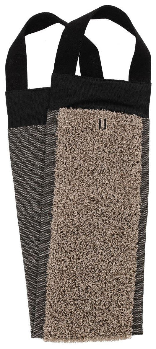 Rento Linen Terry rugwasser zwart/linnen 14x70 cm