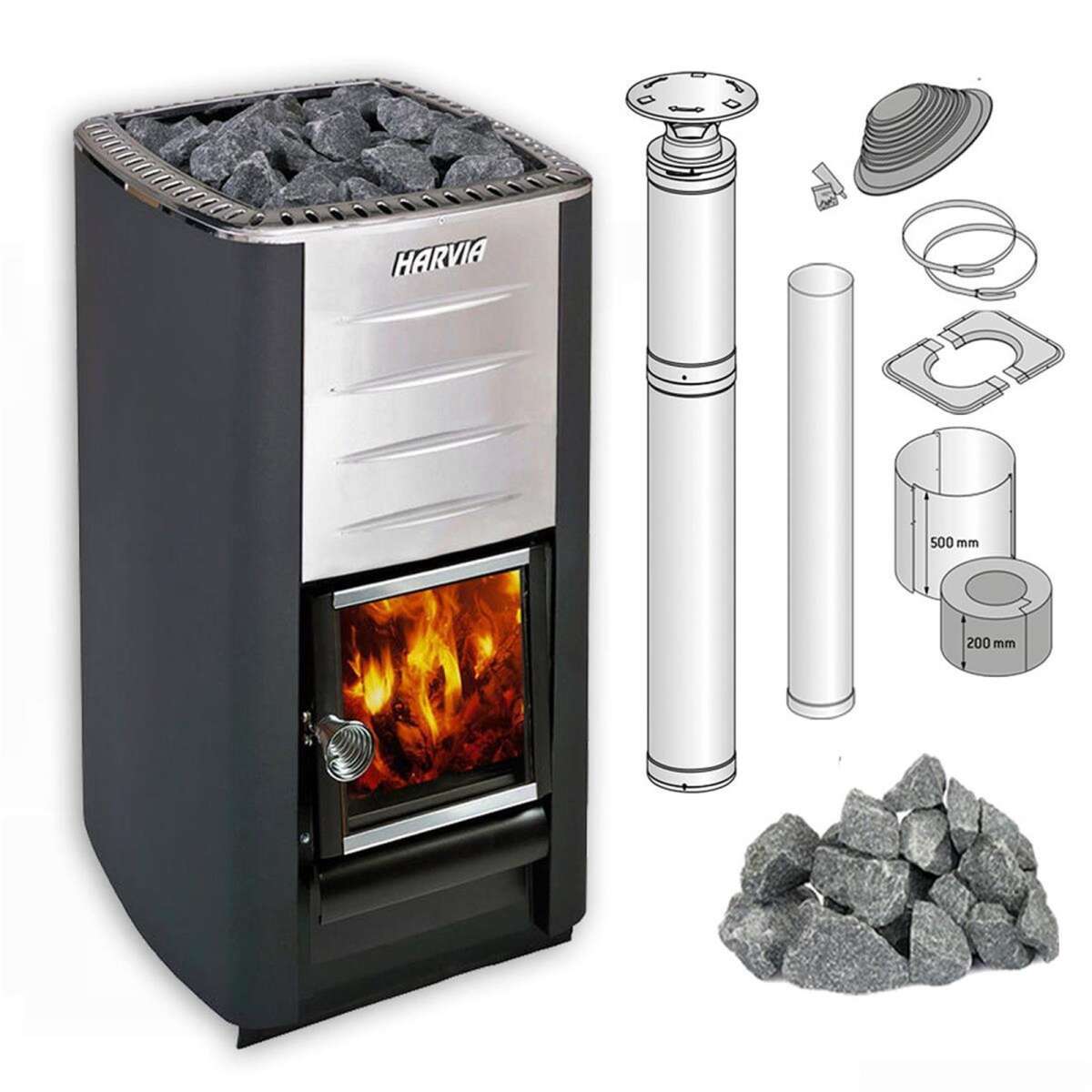 Harvia M3 16,5 kW houtgestookte saunakachel - complete set
